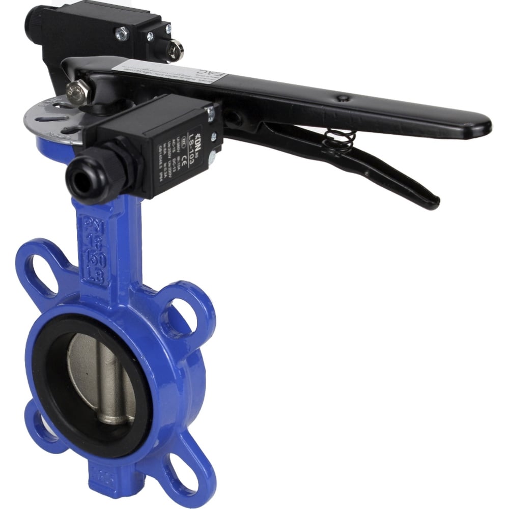 Изображение товара Затвор дисковый DN.ru GG25-316L-NBR Ду40 Ру16 с рукояткой и датчиками