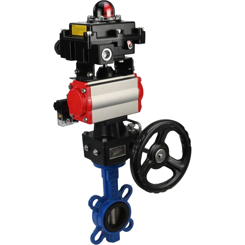 Изображение товара Затвор DN.ru GG25-316L-NBR Ду40 Ру16 с пневмоприводом и дисковым типом