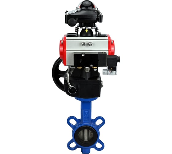 Изображение товара Затвор DN.ru GG25-316L-NBR Ду40 Ру16 с пневмоприводом, пневмораспределителем, БКВ, дублером D050-10815