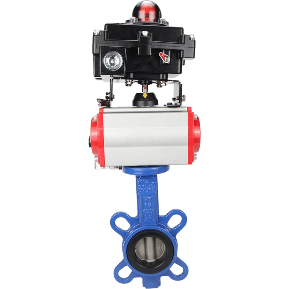 Изображение товара Затвор DN.ru GG25-316L-NBR Ду65 Ру16 с пневмоприводом профессиональный