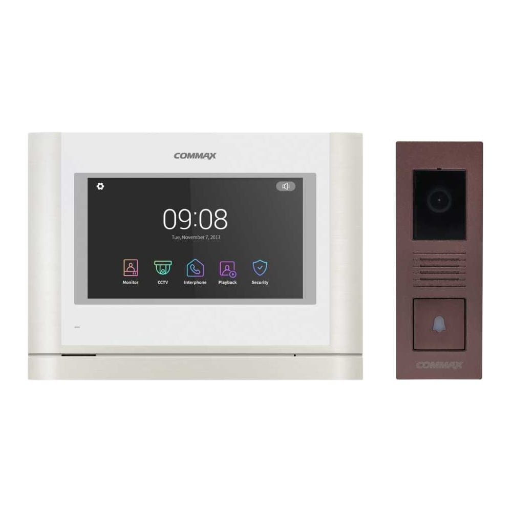 Изображение товара Комплект видеодомофона и вызывной панели COMMAX CDV-70MF и DRC-4PIP белый медь