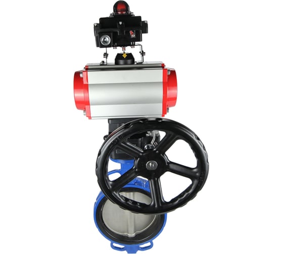 Изображение товара Затвор DN.ru GG25-316L-NBR Ду250 Ру16 с пневмоприводом, пневмораспределителем, БКВ, дублером D050-14569