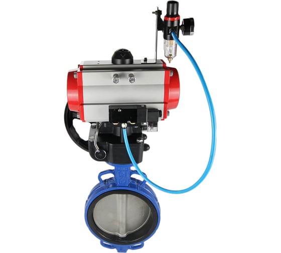 Изображение товара Затвор DN.ru GG25-316L-NBR Ду300 Ру16 с пневмоприводом, пневмораспределителем, БПВ, дублером D050-11144