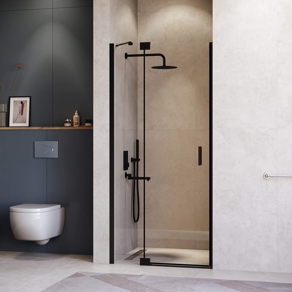 Изображение товара Душевая дверь RGW 90x200 с прозрачным стеклом и черным профилем