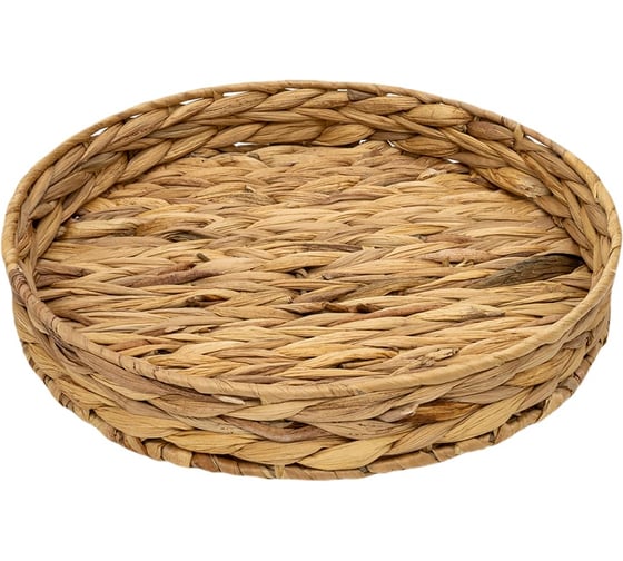 Изображение товара Поднос круглый Natural House Золотистый колос Д285 Ш285 В45, песочный Shan-02