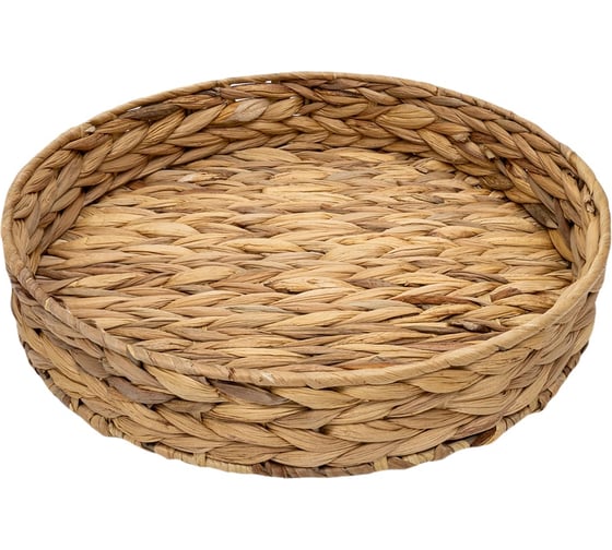 Изображение товара Поднос круглый Natural House Золотистый колос Д320 Ш320 В60, песочный Shan-01