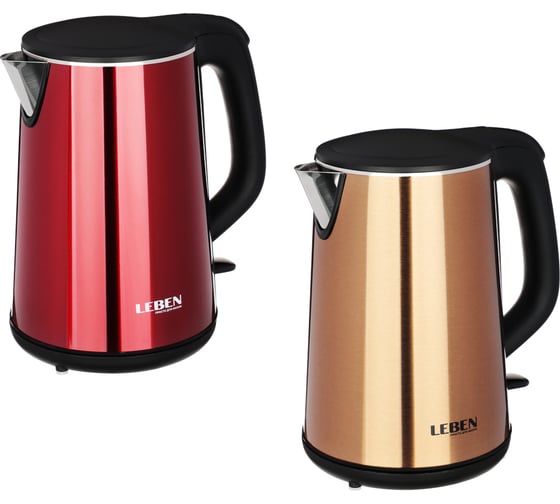 Изображение товара Чайник электрический, 1,8 л, 1800Вт, металл, тройная стенка, бесшовная колба, 220-240В Leben 291-112