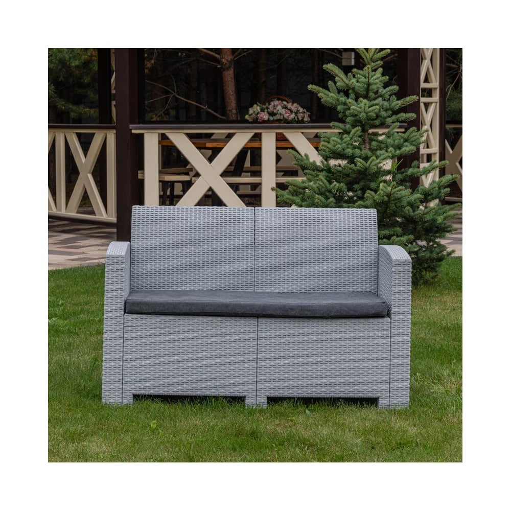Изображение товара Двухместный садовый диван Royal Family из пластика LANA, светло-серый 832-71-71