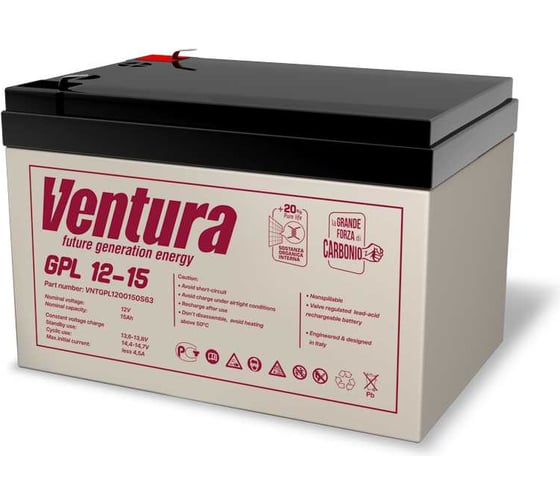 Изображение товара Аккумуляторная батарея 12 В, 14 А*ч Ventura GPL 12-15