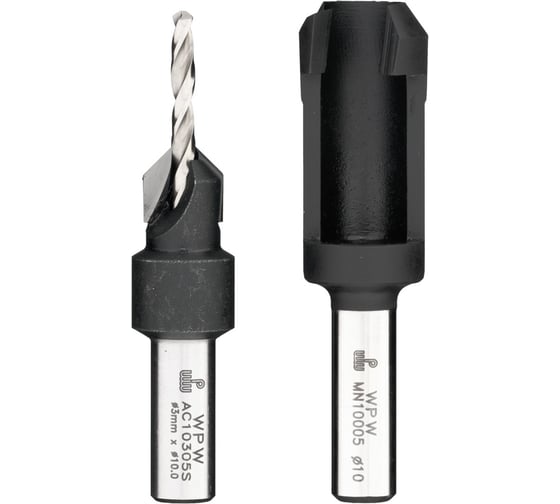 Изображение товара Комплект зенковки и пробочника 10 мм, сверло универсальное 3 мм, хвостовик 8 мм WPW PL10305