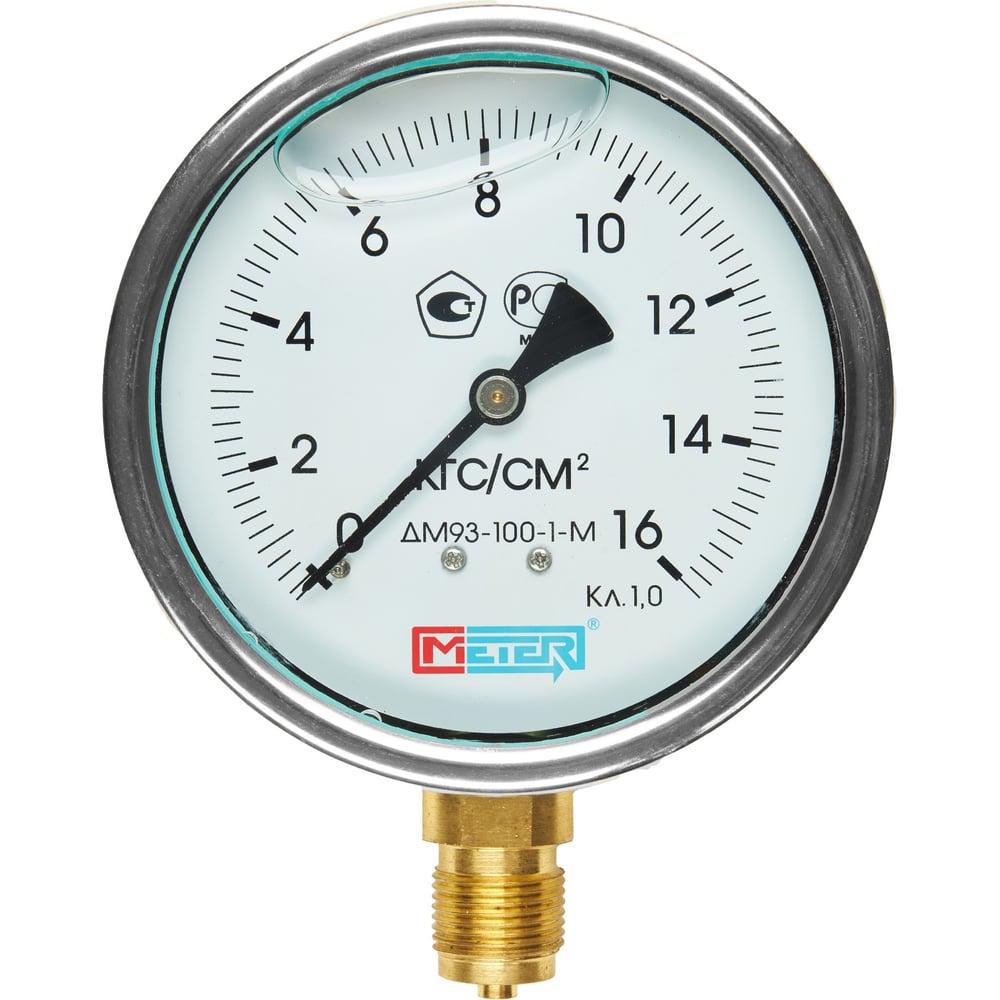 Изображение товара Манометр МЕТЕР ДМ 93-100-1-М R=0-16 кгс/см2 М20x1,5 кл 1,0 IP68