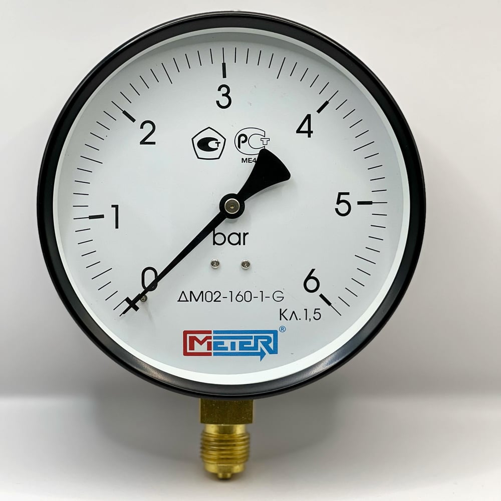 Изображение товара Манометр МЕТЕР ДМ 02-160-1-G для измерения давления до 6 бар
