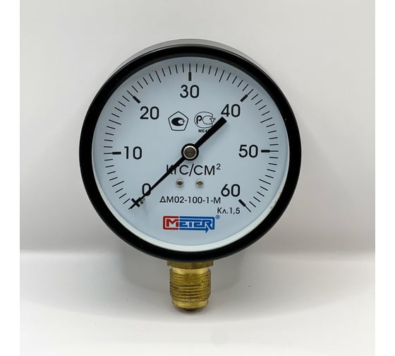 Изображение товара Манометр МЕТЕР ДМ 02-100-1-М Р=0..60 кгс/см2 М20x1,5 кл.1.5 740