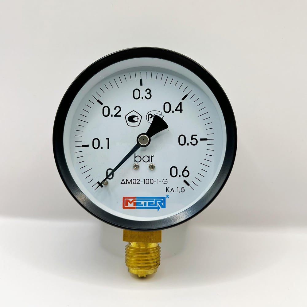 Изображение товара Манометр МЕТЕР ДМ 02-100-1-G для измерения давления 0-0.6 бар IP43