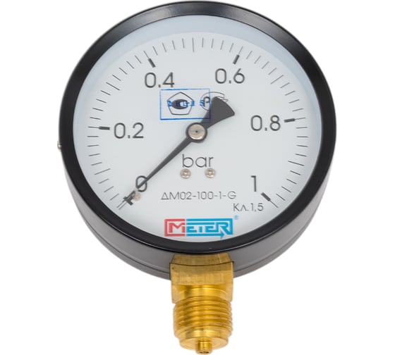 Изображение товара Манометр МЕТЕР ДМ 02-100-1-G Р=0..1 бар G1/2 кл.1.5 689