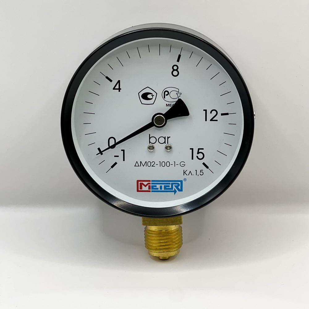 Изображение товара Манометр МЕТЕР ДМ 02-100-1-G R-1..15 бар G1/2 Класс 1.5 IP43