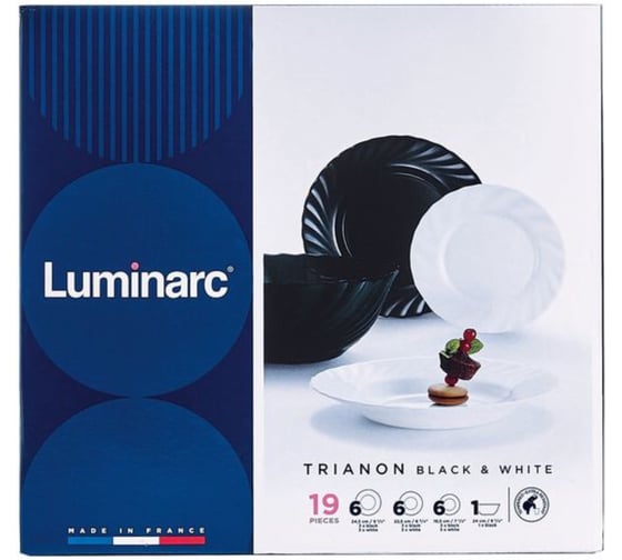 Изображение товара Набор столовый LUMINARC ТРИАНОН черно-белый 19пр G8733