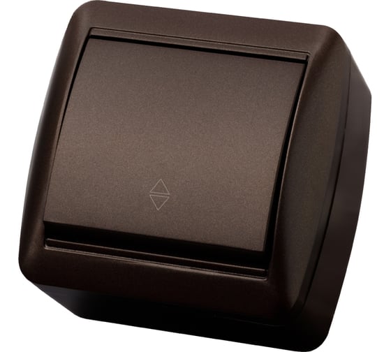 Изображение товара Выключатель на 2 направления одноклавишный накладной IP44 TDM ELECTRIC 10А шоколад, серия "Селигер" SQ1818-0211