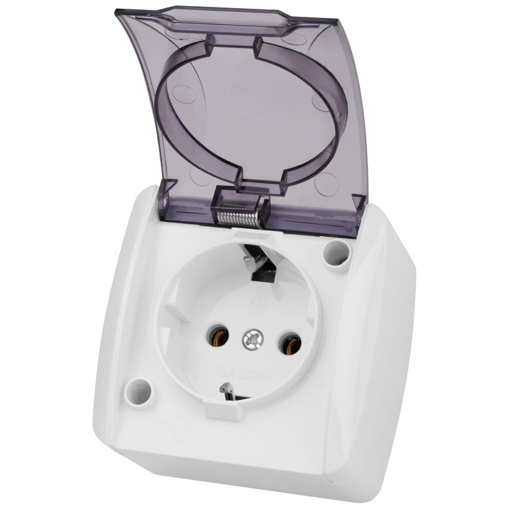 Изображение товара Розетка TDM ELECTRIC 2П+3 IP54 для открытой установки белая с крышкой