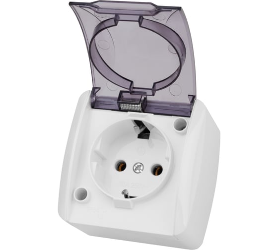 Изображение товара Розетка TDM ELECTRIC 2П+3 открытой установки IP54 16А с прозрачной крышкой белая "Селигер" SQ1818-0007