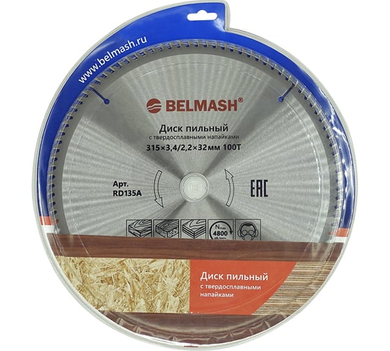 Изображение товара Диск пильный (315x3.4/2.2x32/30 мм; 100T) Белмаш RD135A