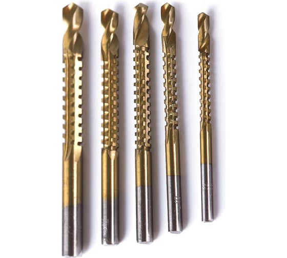 Изображение товара Набор cверл-фрез по металлу 3-4-5-6-8 мм, HSS, ТИТАН, цилиндрический хвостовик, 5 шт KRANZ KR-91-0585