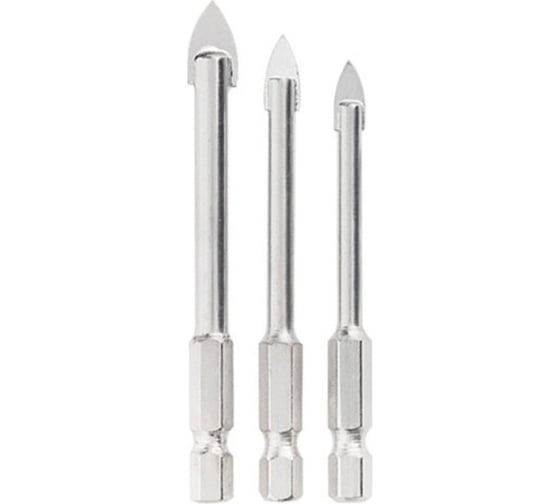 Изображение товара Набор сверл по керамической плитке, 5-6-8 мм, шестигранный хвостовик KRANZ KR-91-0655