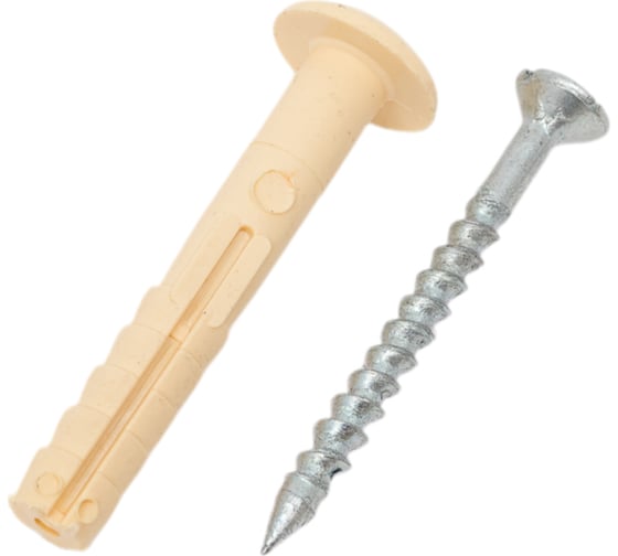 Изображение товара Дюбель-гвоздь ЖЕСТЬ нейлон, 6x40 мм, грибовидная манжета, 60 шт., контейнер 500 мл УТ-00009633