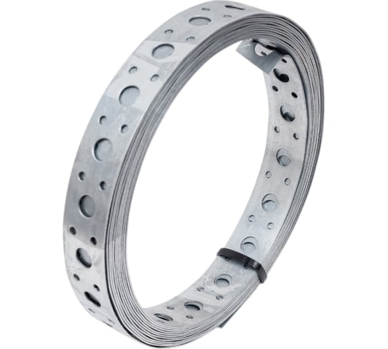 Изображение товара Монтажная перфорированная лента ЖЕСТЬ оцинкованная, прямая 0,7x12 мм, 5 м, этикетка УТ-00010342