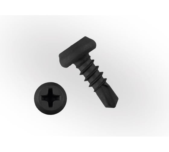 Изображение товара Саморез ЖЕСТЬ "клоп", со сверлом, черный, 3,5x9,5 мм, 50 шт., европодвес УТ-00002414