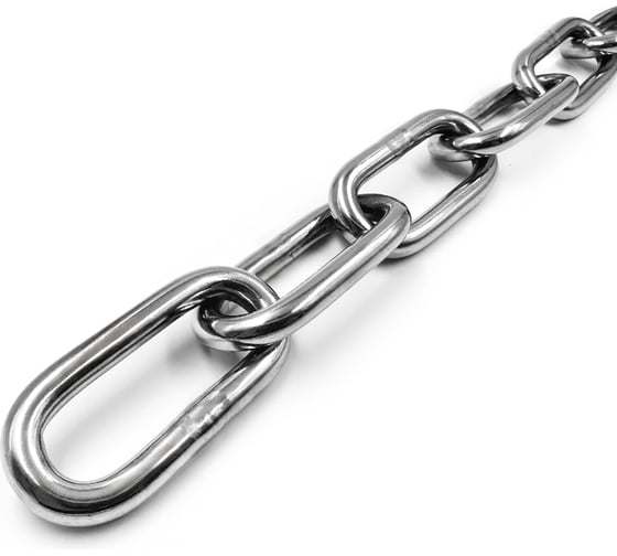 Изображение товара Цепь нержавеющая KREPFIELD 10x65 мм DIN 763 А2 сварная длиннозвенная 0,5 метра 763А2ЦЕПЬ10ММ-0,5