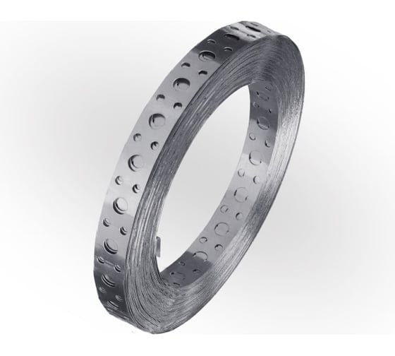 Изображение товара Монтажная перфорированная лента ЖЕСТЬ оцинкованная, прямая 0,5x17 мм, 10 м, этикетка УТ-00010334