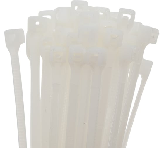 Изображение товара Стяжка кабельная ЖЕСТЬ нейлон, белая, 3x150 мм, 100 шт., пакет УТ-00011482