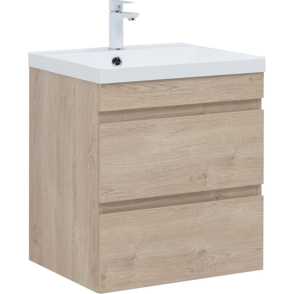 Изображение товара Современная подвесная тумба для ванной Aquanet Нота new 58 дуб светлый