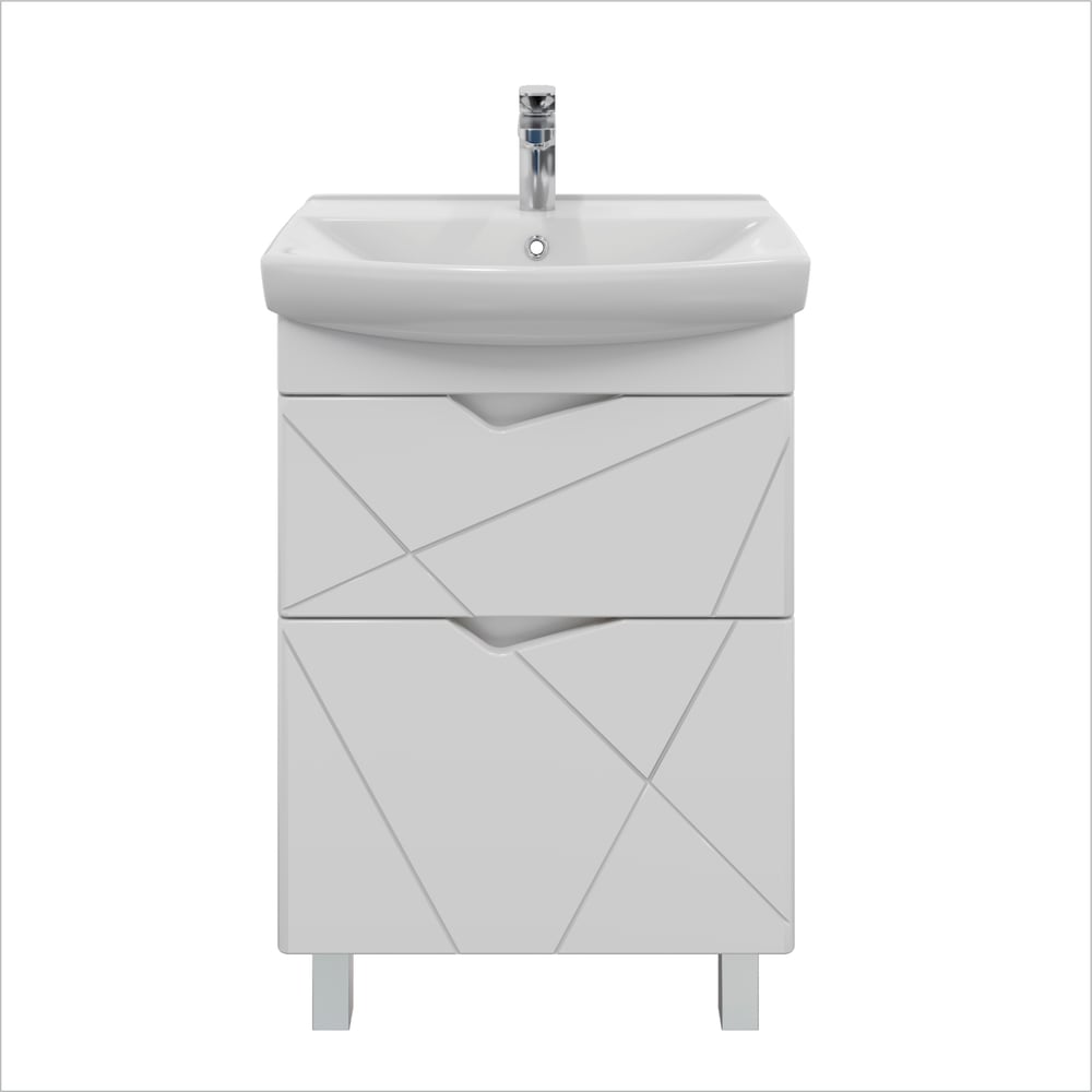 Изображение товара Современная напольная тумба в ванную с раковиной RUVANN YUTON 60 + Клермонд 60