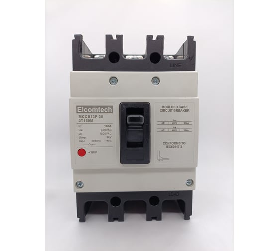 Изображение товара Автоматический выключатель в литом корпусе ELCOMTECH MCCB13F-35-3T160M, 3п 60А 35кА, термо-магнитный УТ-00026429