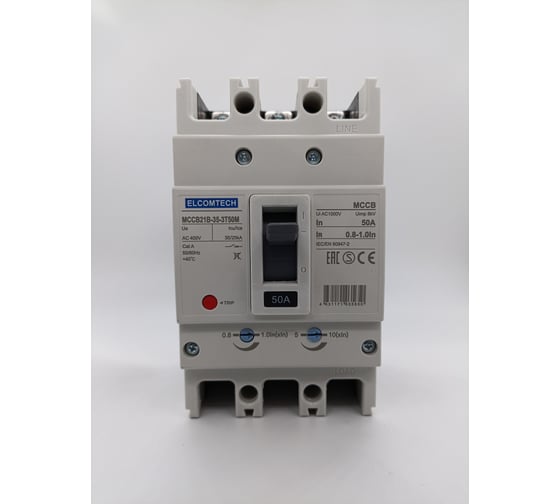 Изображение товара Автоматический выключатель в литом корпусе ELCOMTECH MCCB21B-35-3T50M, 3п 50А 35кА, термо-магнитный УТ-00026311