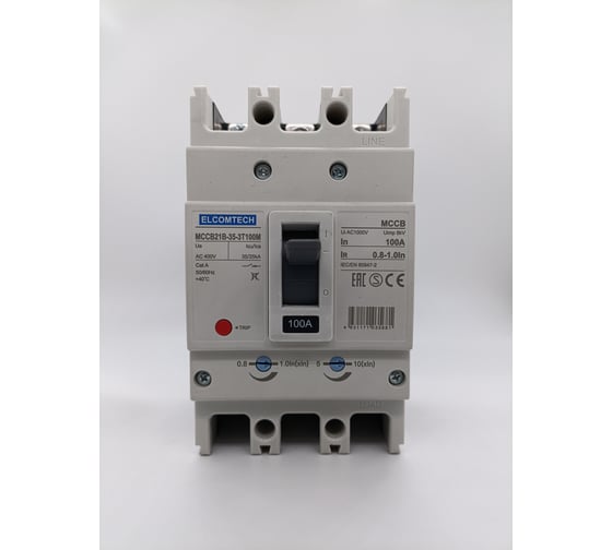 Изображение товара Автоматический выключатель в литом корпусе ELCOMTECH MCCB21B-35-3T100M, 3п 100А 35кА, термо-магнитный УТ-00026314