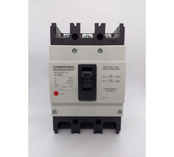 Изображение товара Автоматический выключатель в литом корпусе ELCOMTECH MCCB13F-35-3T250M, 3п 250А 35кА, термо-магнитный УТ-00026431