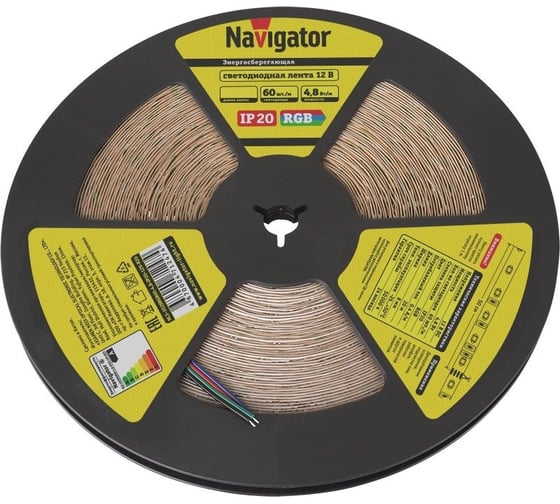 Изображение товара Лента Navigator СД 71 247 NLS-3528RGB60-4.8-IP20-12V-R20 50 м 71247