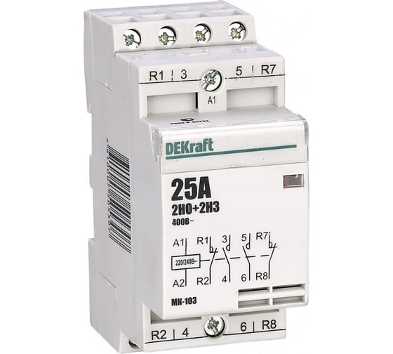 Изображение товара Модульный контактор Dekraft МК-103, 25 A, 230 B, 2НО+2НЗ 18069DEK