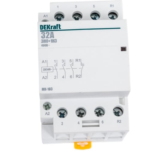 Изображение товара Модульный контактор Dekraft МК-103, 32 A, 230 В, 3НО+1НЗ 18075DEK