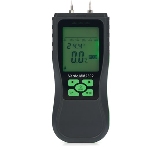 Изображение товара Влагомер кондуктометрический VERDO MM2302 измерение температуры, материалы: древесина (8 шкал), строительные материалы MM093020