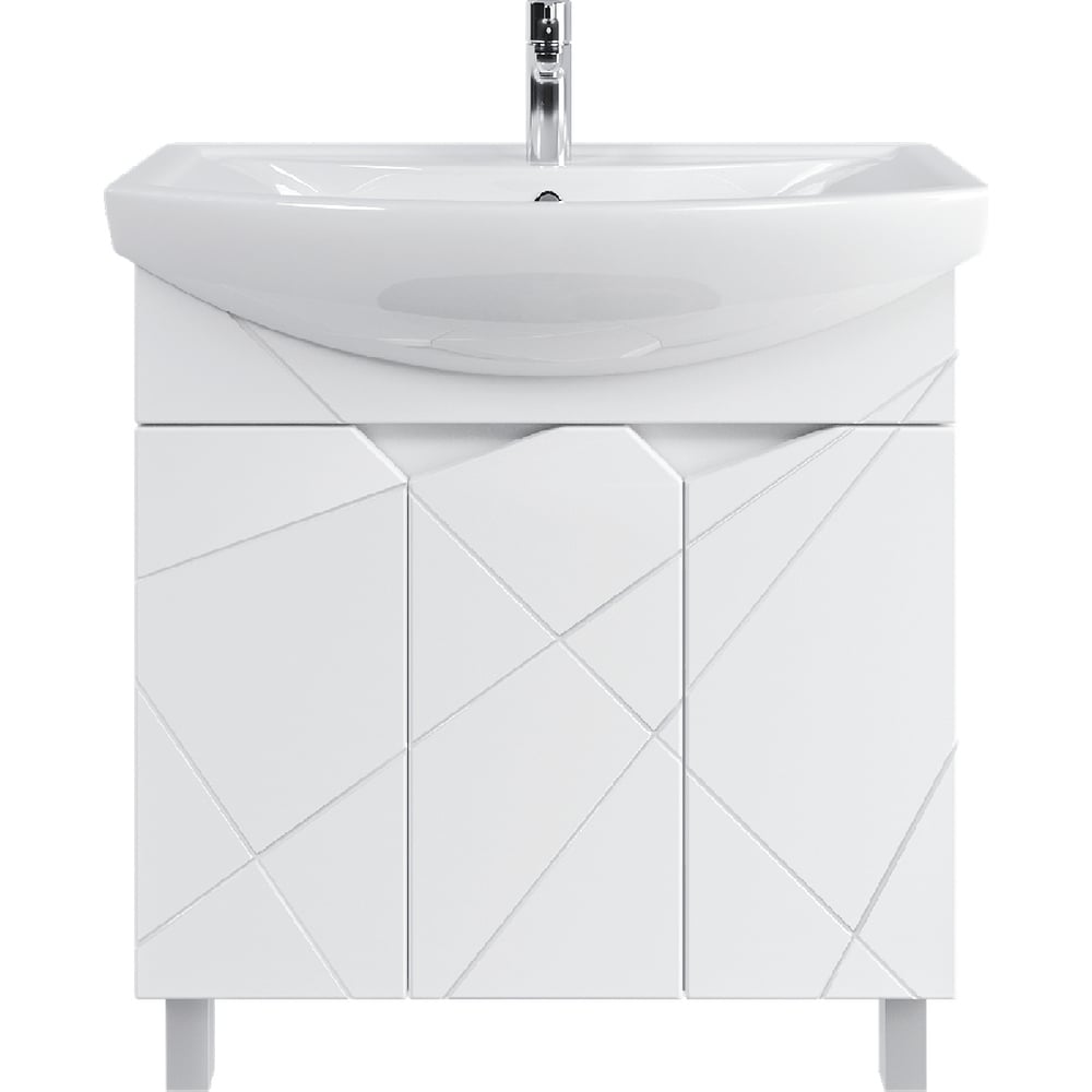 Изображение товара Тумба напольная с раковиной в ванную RUVANN VIVAT 80 Балтика 80 прямоугольная белая МДФ современный