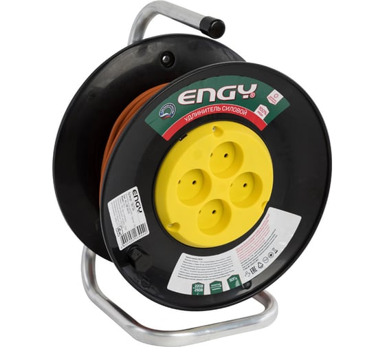 Изображение товара Удлинитель на катушке Engy Премиум 40м/4 розетки без заземления ПВС 2х0.75 186725