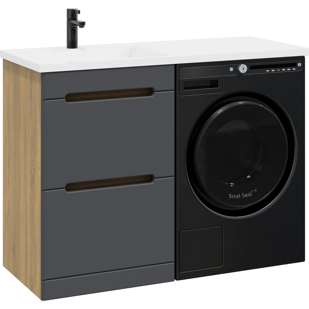 Изображение товара Напольная тумба для ванной RUVANN VIRTA 50 с 2 ящиками современный дизайн цвет серый