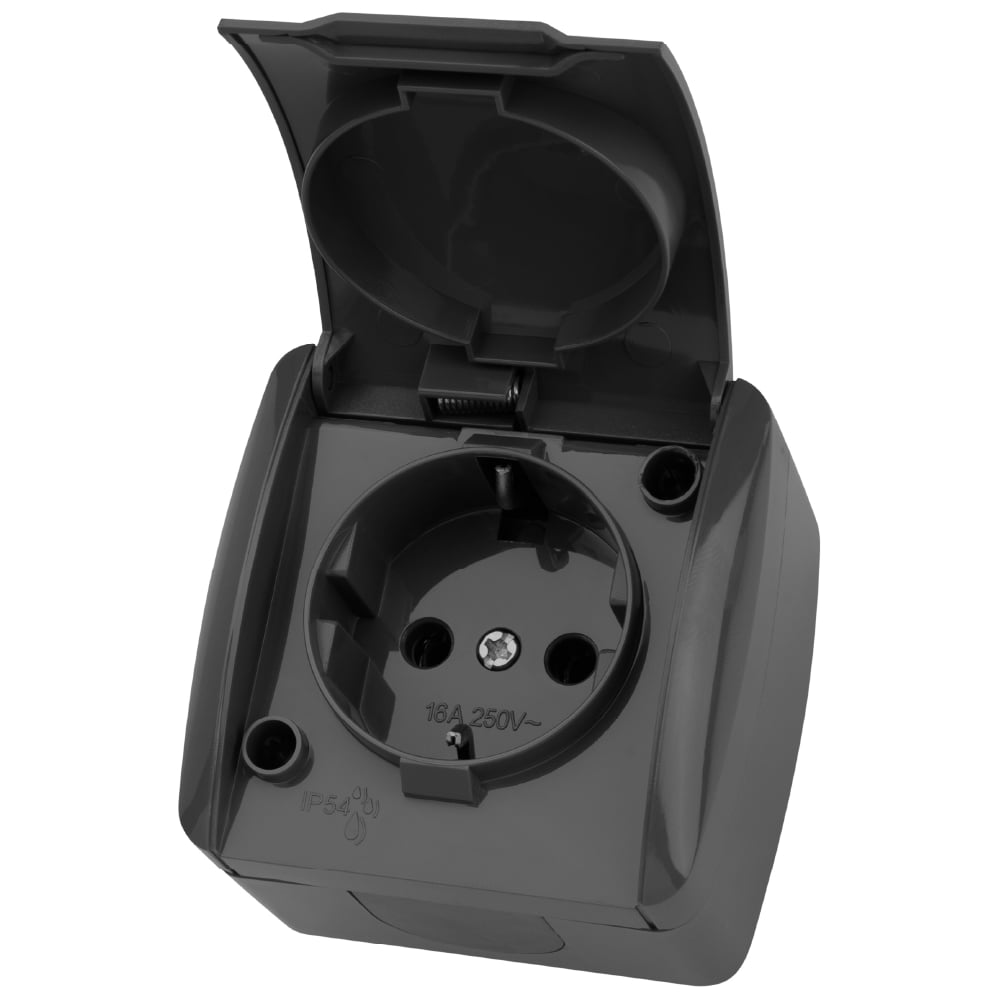 Изображение товара Розетка TDM ELECTRIC 2П+3 IP54 16А с крышкой серый SQ1818-0113