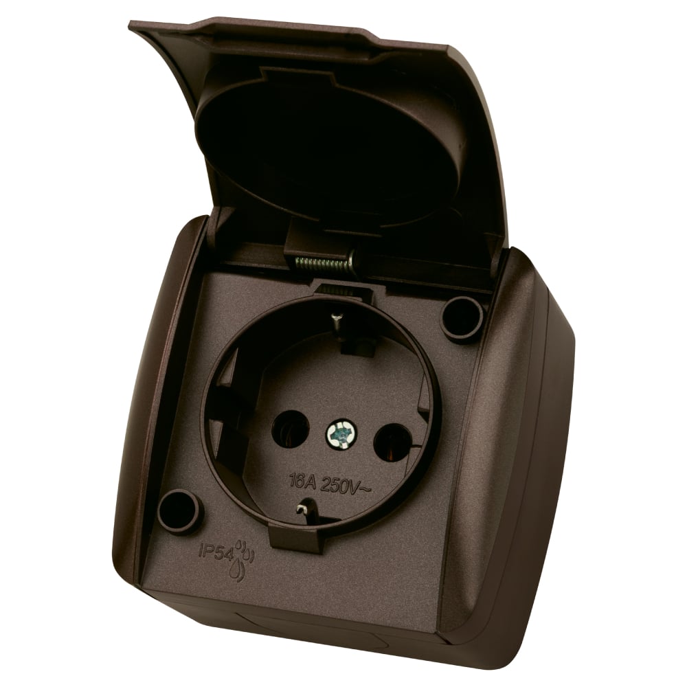 Изображение товара Розетка TDM ELECTRIC 2П+3 открытая IP54 16А серия Селигер шоколад