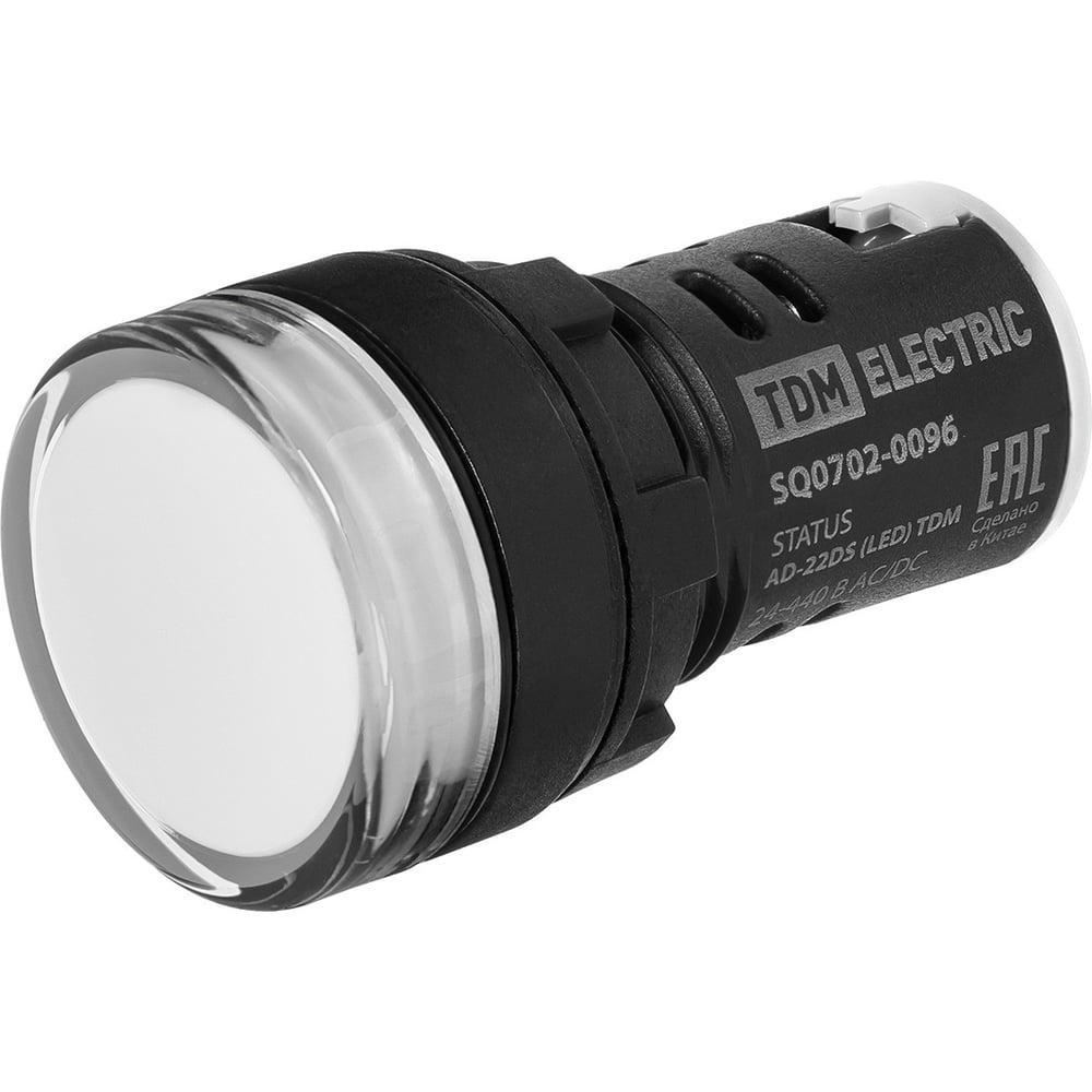 Изображение товара Лампа сигнальная TDM ELECTRIC STATUS AD-22DS, LED, d22 мм, 24-440 В AC/DC, белый (упак. 10 шт.) TDM SQ0702-0096