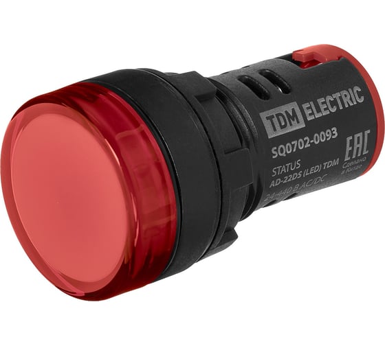 Изображение товара Лампа сигнальная TDM ELECTRIC STATUS AD-22DS, LED, d22 мм, 24-440 В AC/DC, красный (упак. 10 шт.) IP65 SQ0702-0093